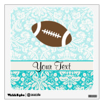 Teal Damask Pattern Football Wall Sticker