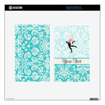 Teal Damask Pattern Ice Skating Kindle Fire Decals
