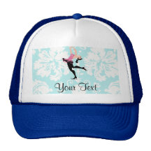 Teal Damask Pattern Ice Skating Mesh Hat