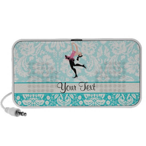 Teal Damask Pattern Ice Skating Speaker System