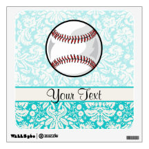 Teal Damask Pattern Softball Room Decal