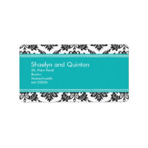 Teal Damask Wedding Address Labels