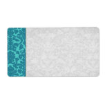 Teal Damask Wedding Custom Shipping Label