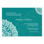 Teal Damask Wedding Invitation at Zazzle