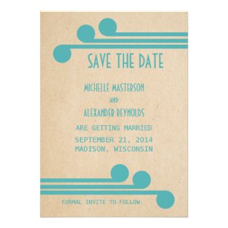 Teal Deco Chic Save the Date Invite