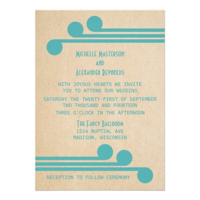 Teal Deco Chic Wedding Invite