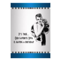 Teal Diva Birthday Party Invitation