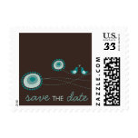 Teal Dot Flowers & Bird Save The Date Postage
