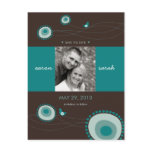 Teal Dot Flowers & Bird Save The Date Postcard