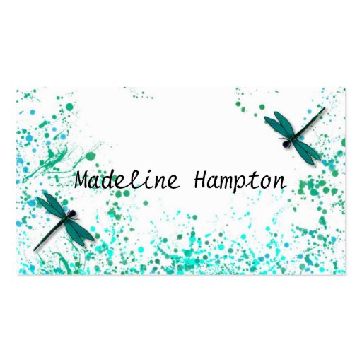 Teal Dragonflies Business Card (front side)