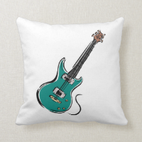 teal electric guitar music graphic.png throw pillows
