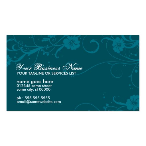 teal elegance business cards (back side)