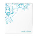 Teal Elegant Letterpress Style Florals