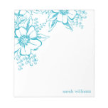 Teal Elegant Letterpress Style Florals