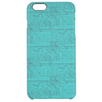 Teal Etched Look Horse Racing Silhouette Clear iPhone 6 Plus Case