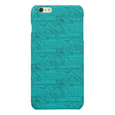 Teal Etched Look Horse Racing Silhouette Glossy iPhone 6 Plus Case