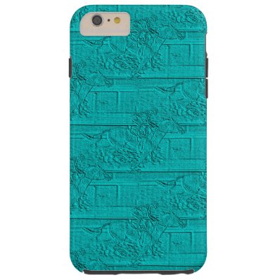 Teal Etched Look Horse Racing Silhouette Tough iPhone 6 Plus Case