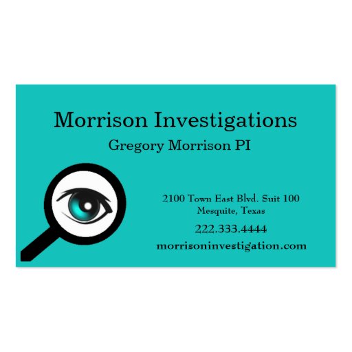 Teal Eye Private Investigation Business Card