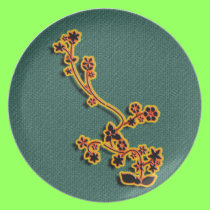 Teal Fabric Floral plate plates