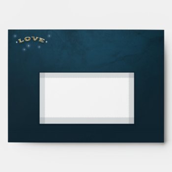 Teal Fade Gold White Love Moon & Stars Wedding Envelope by juliea2010 at Zazzle