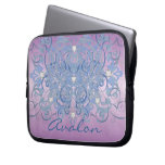 Teal Fantasy Faux Diamond Pink Frosted  Sleeve Laptop Computer Sleeves