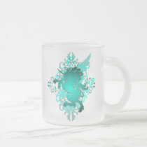 Teal Fantasy Unicorn Frosted Monogram Mug