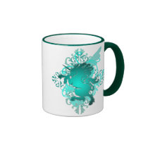 Teal Fantasy Unicorn Ringer Monogram Mug