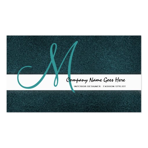 Teal fashion stylist suede business cards