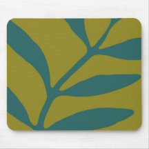 Teal Fern on Slate Mouse Mat