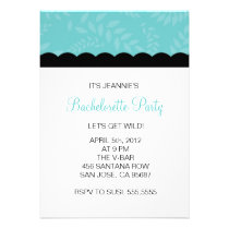 Teal Ferns Foliage Bachelorette Party invitations
