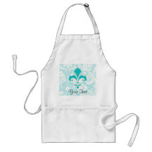 Teal Fleur de lis Apron