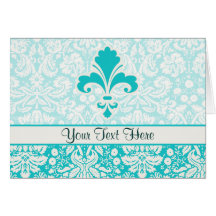 Teal Fleur de lis Card