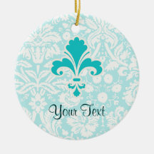 Teal Fleur de lis Christmas Tree Ornament