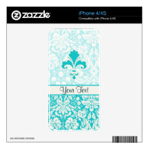 Teal Fleur de lis Decal For iPhone 4