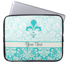 Teal Fleur de lis Laptop Sleeves