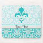 Teal Fleur de lis Mousepads