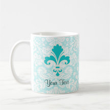 Teal Fleur de lis Mugs