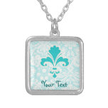 Teal Fleur de lis Necklaces