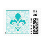 Teal Fleur de lis Postage Stamp