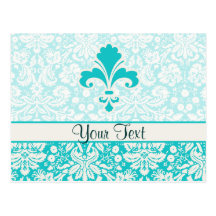 Teal Fleur de lis Postcards
