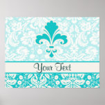 Teal Fleur de lis Poster
