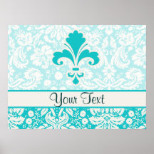 Teal Fleur de lis Poster
