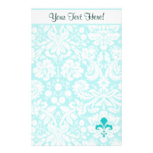 Teal Fleur de lis Stationery