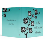 Teal Floral Burst Recipe Book 3 Ring Binder