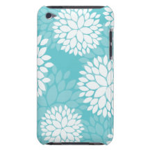 Teal Floral Pattern Cases Barely There iPod Covers