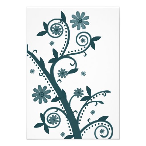 Teal Floral Swirls Bridal Shower Invitation