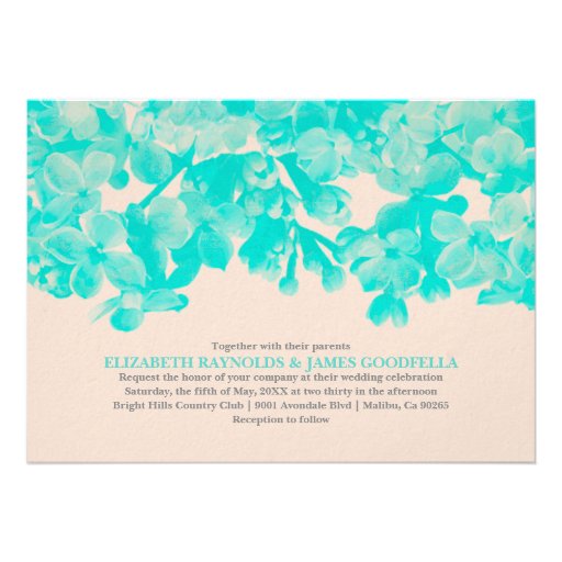 Teal Floral Wedding Invitations