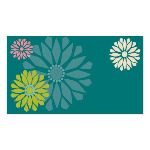 Teal Flower Power Business Cards (back side)