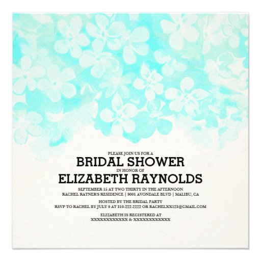 Teal Flowers Bridal Shower Invitations