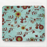 Teal Flowers Mouse Pad